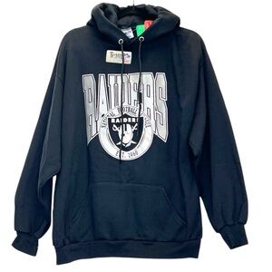 NWT Vintage Trench USA NFL Team Raiders Hoodie Large Black New Old Stock